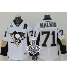 Penguins #71 Evgeni Malkin White 2017 Stanley Cup Final Patch Stitched NHL Jersey