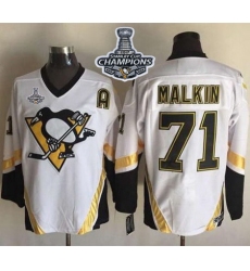 Penguins #71 Evgeni Malkin White CCM Throwback 2017 Stanley Cup Finals Champions Stitched NHL Jersey