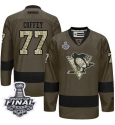 Penguins #77 Paul Coffey Green Salute to Service 2017 Stanley Cup Final Patch Stitched NHL Jersey