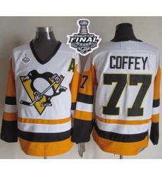 Penguins #77 Paul Coffey White Black CCM Throwback 2017 Stanley Cup Final Patch Stitched NHL Jersey
