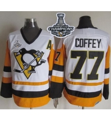 Penguins #77 Paul Coffey White Black CCM Throwback 2017 Stanley Cup Finals Champions Stitched NHL Jersey
