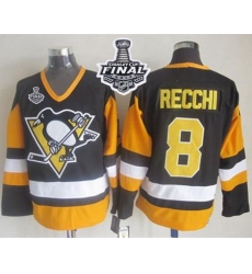 Penguins #8 Mark Recchi Black CCM Throwback 2017 Stanley Cup Final Patch Stitched NHL Jersey