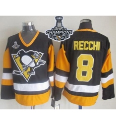 Penguins #8 Mark Recchi Black CCM Throwback 2017 Stanley Cup Finals Champions Stitched NHL Jersey