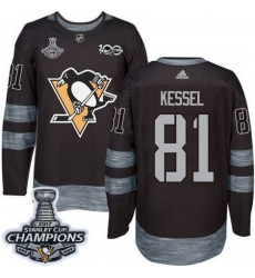 Penguins #81 Phil Kessel Black 1917 2017 100th Anniversary Stanley Cup Finals Champions Stitched NHL Jersey
