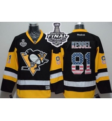 Penguins #81 Phil Kessel Black Alternate USA Flag Fashion 2017 Stanley Cup Final Patch Stitched NHL Jersey