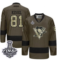 Penguins #81 Phil Kessel Green Salute to Service 2017 Stanley Cup Final Patch Stitched NHL Jersey