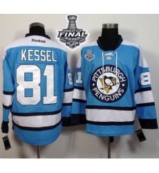 Penguins #81 Phil Kessel Light Blue Alternate 2017 Stanley Cup Final Patch Stitched NHL Jersey