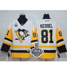 Penguins #81 Phil Kessel White New Away 2017 Stanley Cup Final Patch Stitched NHL Jersey