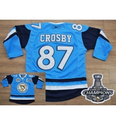 Penguins #87 Sidney Crosby Baby Blue 2011 Winter Classic Vintage 2017 Stanley Cup Finals Champions Stitched NHL Jersey