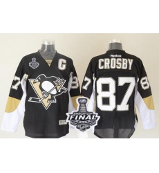Penguins #87 Sidney Crosby Black 2017 Stanley Cup Final Patch Stitched NHL Jersey