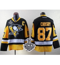 Penguins #87 Sidney Crosby Black Alternate 2017 Stanley Cup Final Patch Stitched NHL Jersey