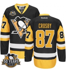 Penguins #87 Sidney Crosby Black Alternate 50th Anniversary Stitched NHL Jersey