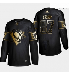 Penguins 87 Sidney Crosby Black Gold Adidas Jersey