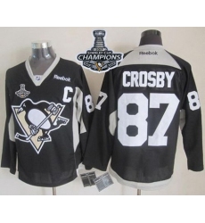 Penguins #87 Sidney Crosby Black Practice 2017 Stanley Cup Finals Champions Stitched NHL Jersey