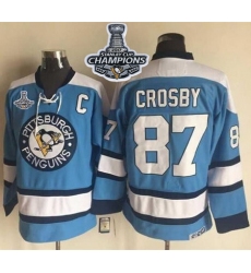 Penguins #87 Sidney Crosby Blue Alternate CCM Throwback 2017 Stanley Cup Finals Champions Stitched NHL Jersey
