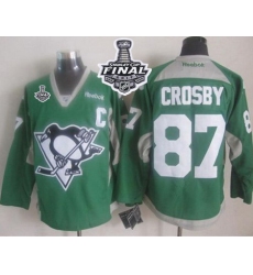 Penguins #87 Sidney Crosby Green Practice 2017 Stanley Cup Final Patch Stitched NHL Jersey
