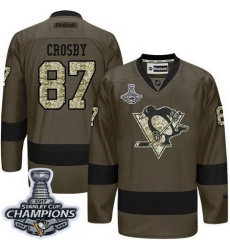 Penguins #87 Sidney Crosby Green Salute to Service 2017 Stanley Cup Finals Champions Stitched NHL Jersey