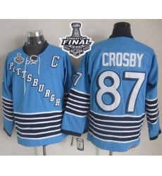 Penguins #87 Sidney Crosby Light Blue CCM Throwback 2017 Stanley Cup Final Patch Stitched NHL Jersey