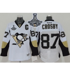 Penguins #87 Sidney Crosby White 2017 Stanley Cup Finals Champions Stitched NHL Jersey