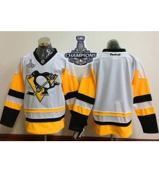 Penguins Blank White New Away 2017 Stanley Cup Finals Champions Stitched NHL Jersey