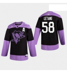Penguins Kris Letang Black Practice Hockey Fights Cancer Jersey