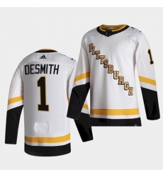 Pittsburgh Penguins 1 Casey DeSmith White 2021 Reverse Retro Jersey