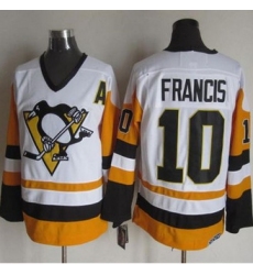 Pittsburgh Penguins #10 Ron Francis White Black CCM Throwback NHL Jersey