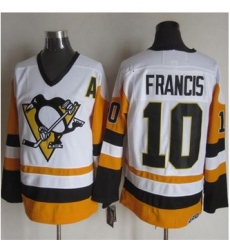 Pittsburgh Penguins #10 Ron Francis White Black CCM Throwback Stitched NHL Jersey