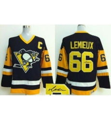 Pittsburgh Penguins #66 Mario Lemieux Black CCM Signed Jerseys