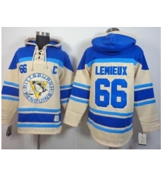 Pittsburgh Penguins #66 Mario Lemieux Cream Stitched NHL Sawyer Hooded Sweatshirt
