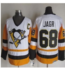 Pittsburgh Penguins #68 Jaromir Jagr White Black CCM Throwback NHL Jersey