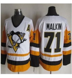 Pittsburgh Penguins #71 Evgeni Malkin White Black CCM Throwback NHL Jersey