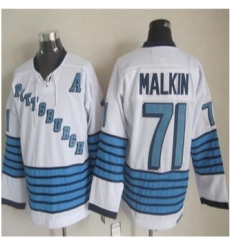 Pittsburgh Penguins #71 Evgeni Malkin White-Light Blue CCM Throwback Stitched NHL jersey