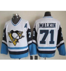 Pittsburgh Penguins #71 Evgeni Malkin White&Blue CCM Throwback Stitched NHL Jersey