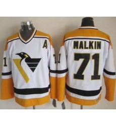 Pittsburgh Penguins #71 Evgeni Malkin White&Yellow CCM Throwback Stitched NHL Jersey