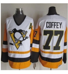 Pittsburgh Penguins #77 Paul Coffey White Black CCM Throwback NHL Jersey