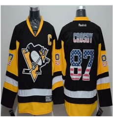 Pittsburgh Penguins #87 Sidney Crosby Black Alternate USA Flag Fashion Stitched NHL Jersey