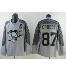 Pittsburgh Penguins #87 Sidney Crosby Charcoal Cross Check Fashion Stitched NHL Jersey