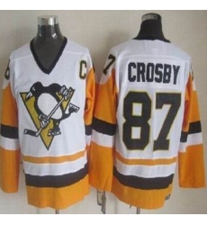 Pittsburgh Penguins #87 Sidney Crosby White Black CCM Throwback Stitched NHL Jersey