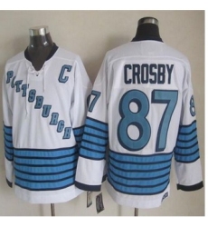 Pittsburgh Penguins #87 Sidney Crosby White-Light Blue CCM Throwback Stitched NHL jersey