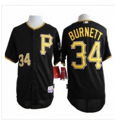 Pittsburgh Pirates #34 A. J. Burnett Black Cool Base Stitched Baseball Jersey
