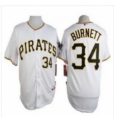 Pittsburgh Pirates #34 A. J. Burnett White Cool Base Stitched Baseball Jersey