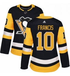 Womens Adidas Pittsburgh Penguins 10 Ron Francis Authentic Black Home NHL Jersey 