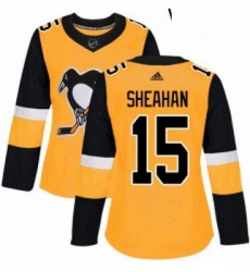 Womens Adidas Pittsburgh Penguins 15 Riley Sheahan Authentic Gold Alternate NHL Jersey 