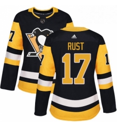 Womens Adidas Pittsburgh Penguins 17 Bryan Rust Authentic Black Home NHL Jersey 