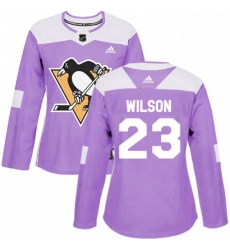 Womens Adidas Pittsburgh Penguins 23 Scott Wilson Authentic Purple Fights Cancer Practice NHL Jersey 