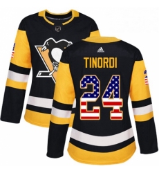 Womens Adidas Pittsburgh Penguins 24 Jarred Tinordi Authentic Black USA Flag Fashion NHL Jersey 