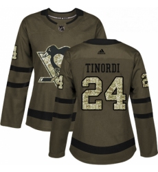 Womens Adidas Pittsburgh Penguins 24 Jarred Tinordi Authentic Green Salute to Service NHL Jersey 