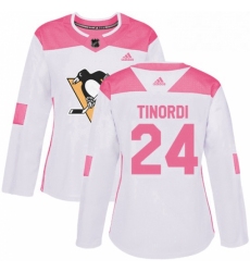 Womens Adidas Pittsburgh Penguins 24 Jarred Tinordi Authentic WhitePink Fashion NHL Jersey 