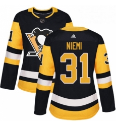 Womens Adidas Pittsburgh Penguins 31 Antti Niemi Authentic Black Home NHL Jersey 